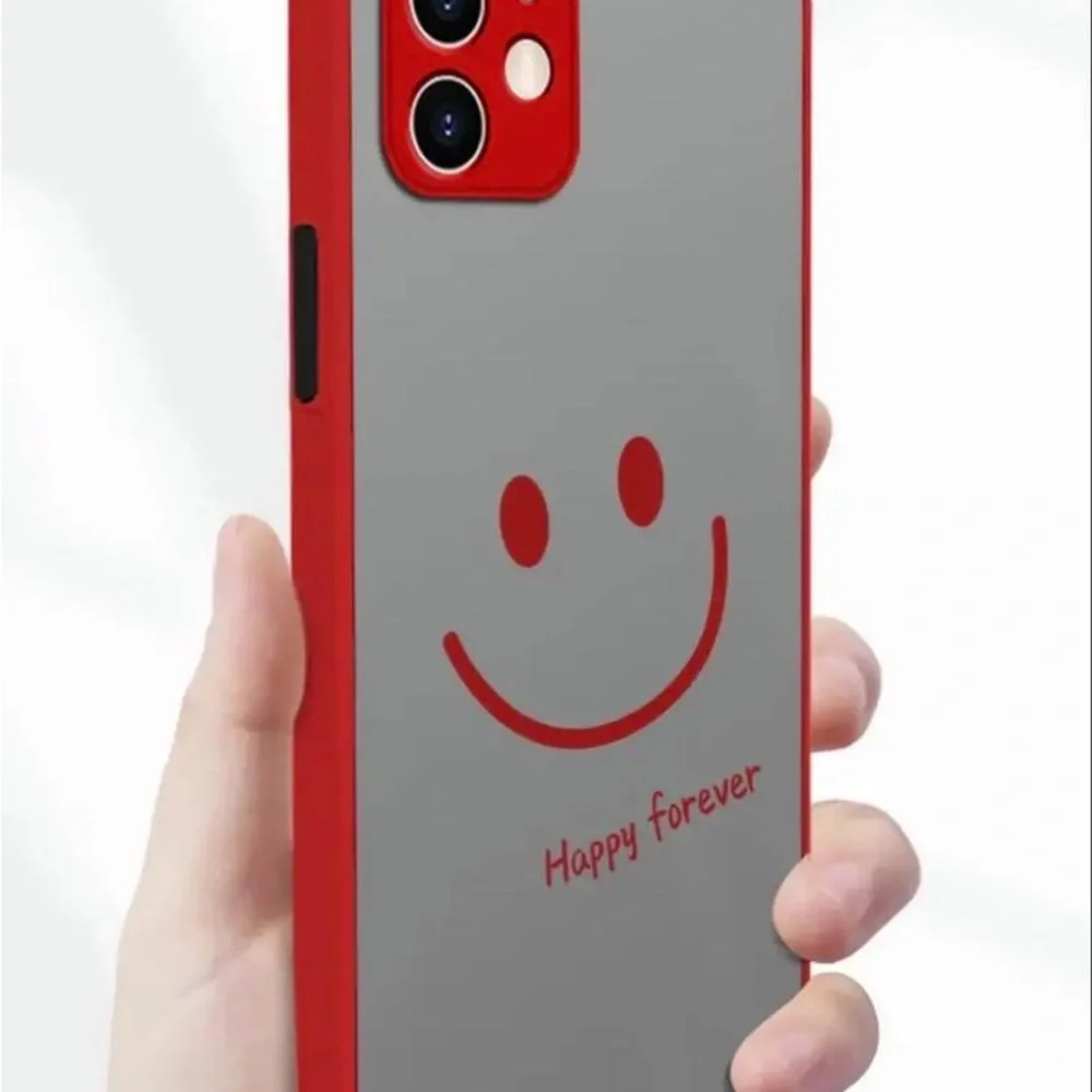 Red and Gray 'Happy Forever' Smiley Phone Case - Protective Design